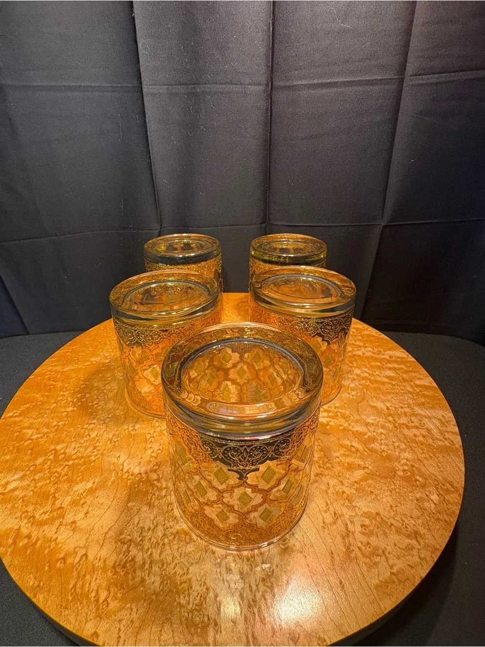 VTG Culver Valencia 22K Gold Lowball Glasses MCM Barware Set of 5 Old Fashioned